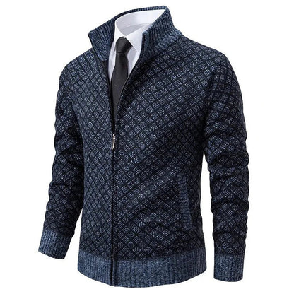 Charly | Men's Zip-Up Geometric Knit Cardigan