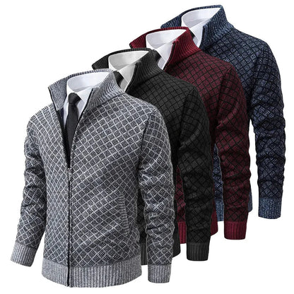 Charly | Men's Zip-Up Geometric Knit Cardigan