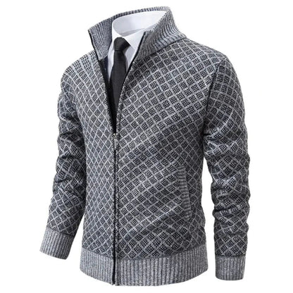 Charly | Men's Zip-Up Geometric Knit Cardigan