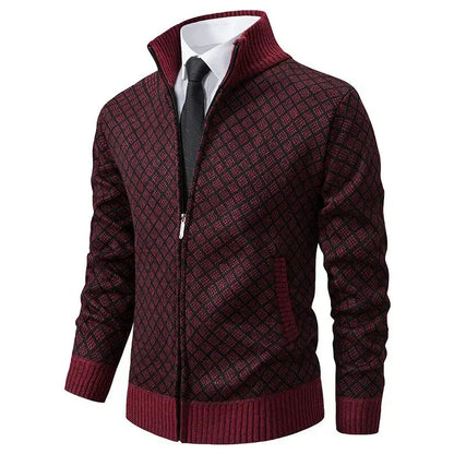Charly | Men's Zip-Up Geometric Knit Cardigan