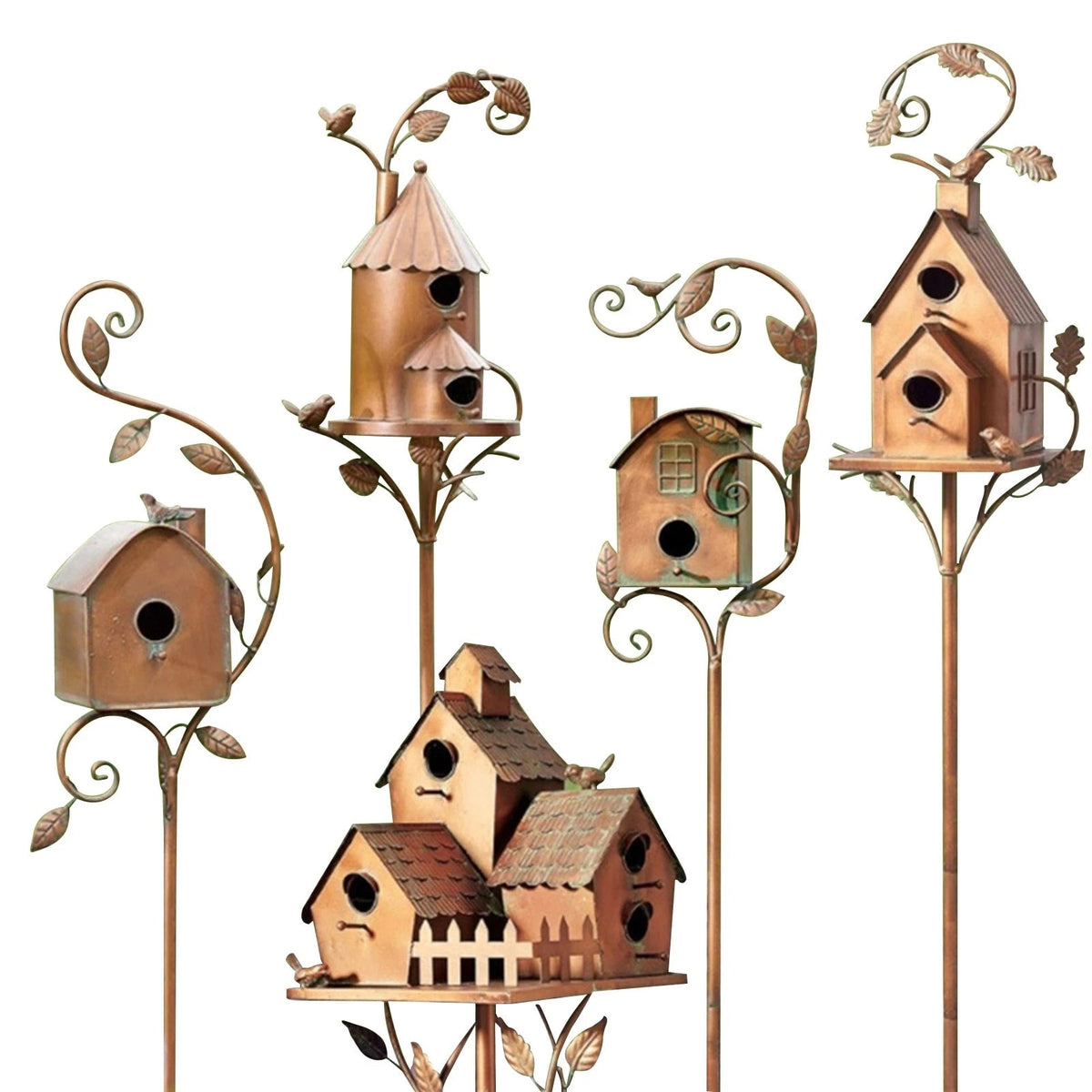 Charly | Metal Art Birdhouse on Garden Stake - FeatherNest