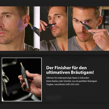 Charly | Professional Ultra-Thin Precision Trimmer | Titanium Stainless Steel Blades | Integrated LED Light | Micro-Oscillation Technology | For Nose, Ears & Contours