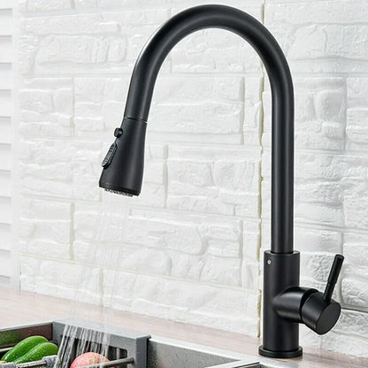 Charly | Pull-Out Faucet with Single Lever Mixer – Flexible Faucet with Shower Function, High Quality Stainless Steel, Ideal for Modern Kitchens, Easy Installation