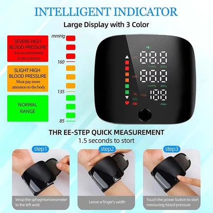 Charly | Smart Wrist Blood Pressure Monitor – Electronic Portable Sphygmomanometer with Voice Alerts