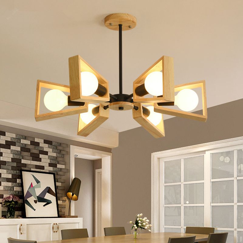 Cofik | Sputnik Chandelier Made of Wood | Modern Geometric Design