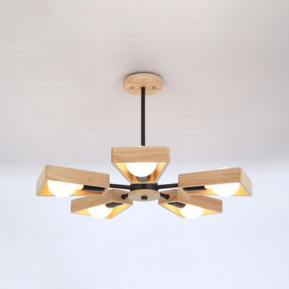 Charly | Sputnik Chandelier Made of Wood | Modern Geometric Design
