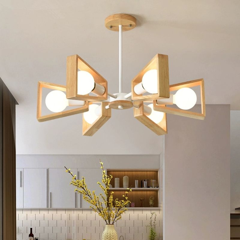 Cofik | Sputnik Chandelier Made of Wood | Modern Geometric Design