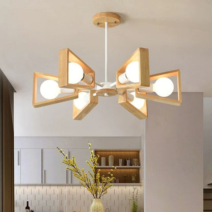 Charly | Sputnik Chandelier Made of Wood | Modern Geometric Design