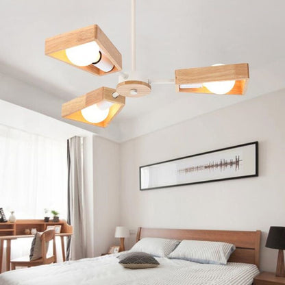 Charly | Sputnik Chandelier Made of Wood | Modern Geometric Design