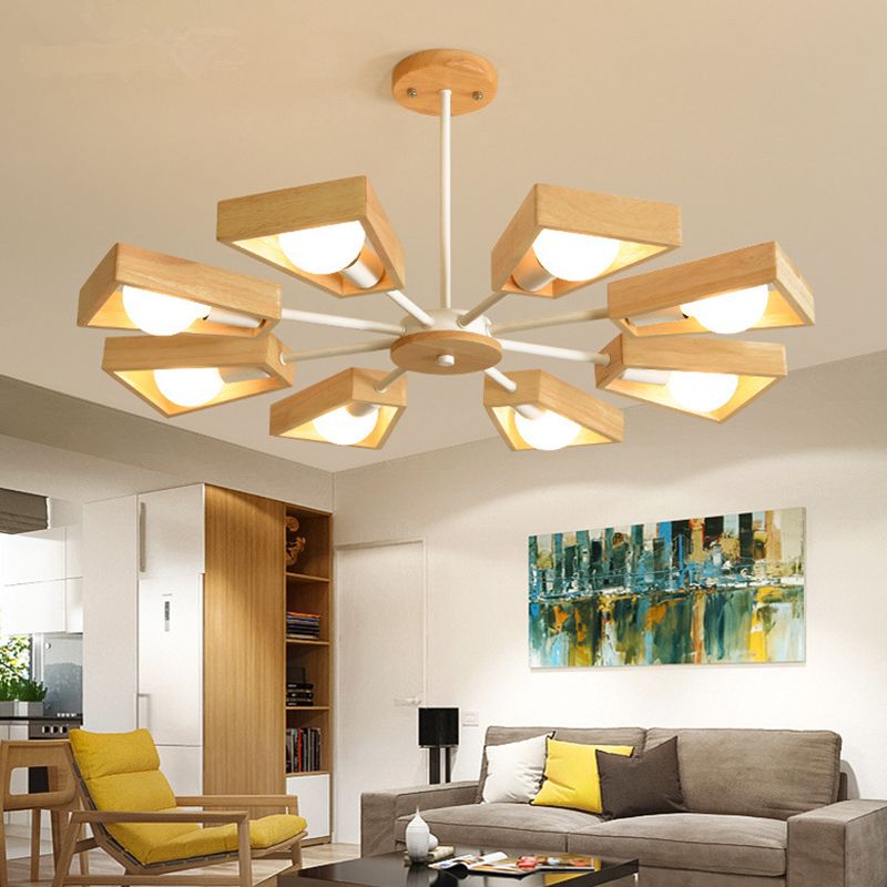 Cofik | Sputnik Chandelier Made of Wood | Modern Geometric Design