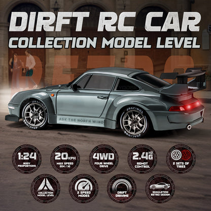 Charly | Ultimate 1:24 RC Drift Car with LED Wheels – Rechargeable 4WD Racing Toy