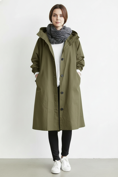 Charly | Wind and Waterproof Trench Coat for Women – With Hood for Autumn & Winter