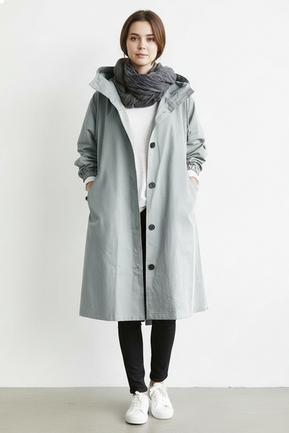 Charly | Wind and Waterproof Trench Coat for Women – With Hood for Autumn & Winter