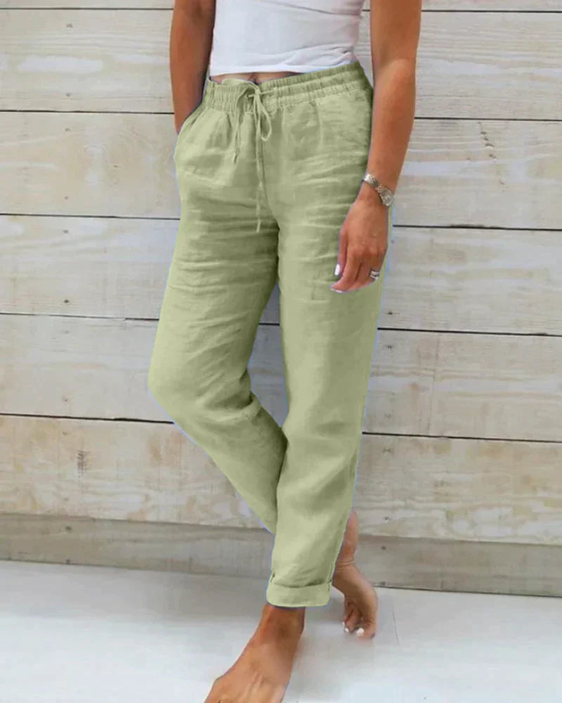 Charly | Women's Drawstring Linen Pants