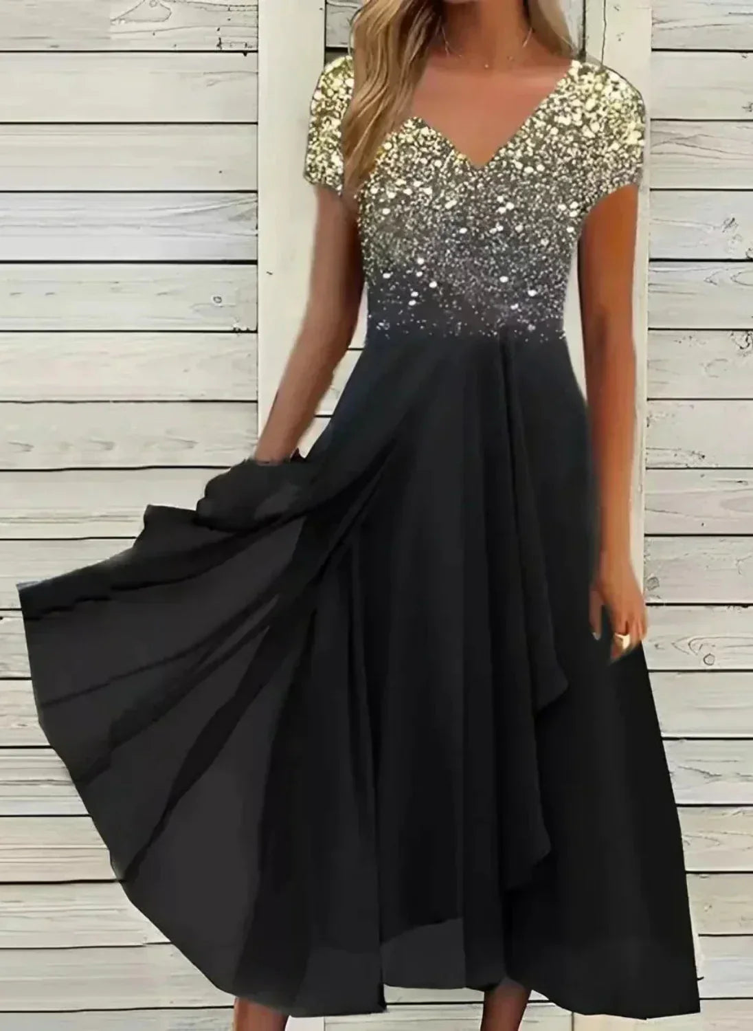Charly | Women's Flowy Midi Dress | Embellished Bodice