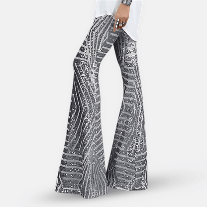 Charly | Women's High Waist Sequined Flare Pants