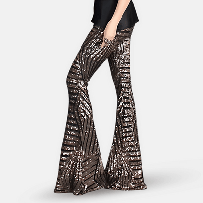 Charly | Women's High Waist Sequined Flare Pants