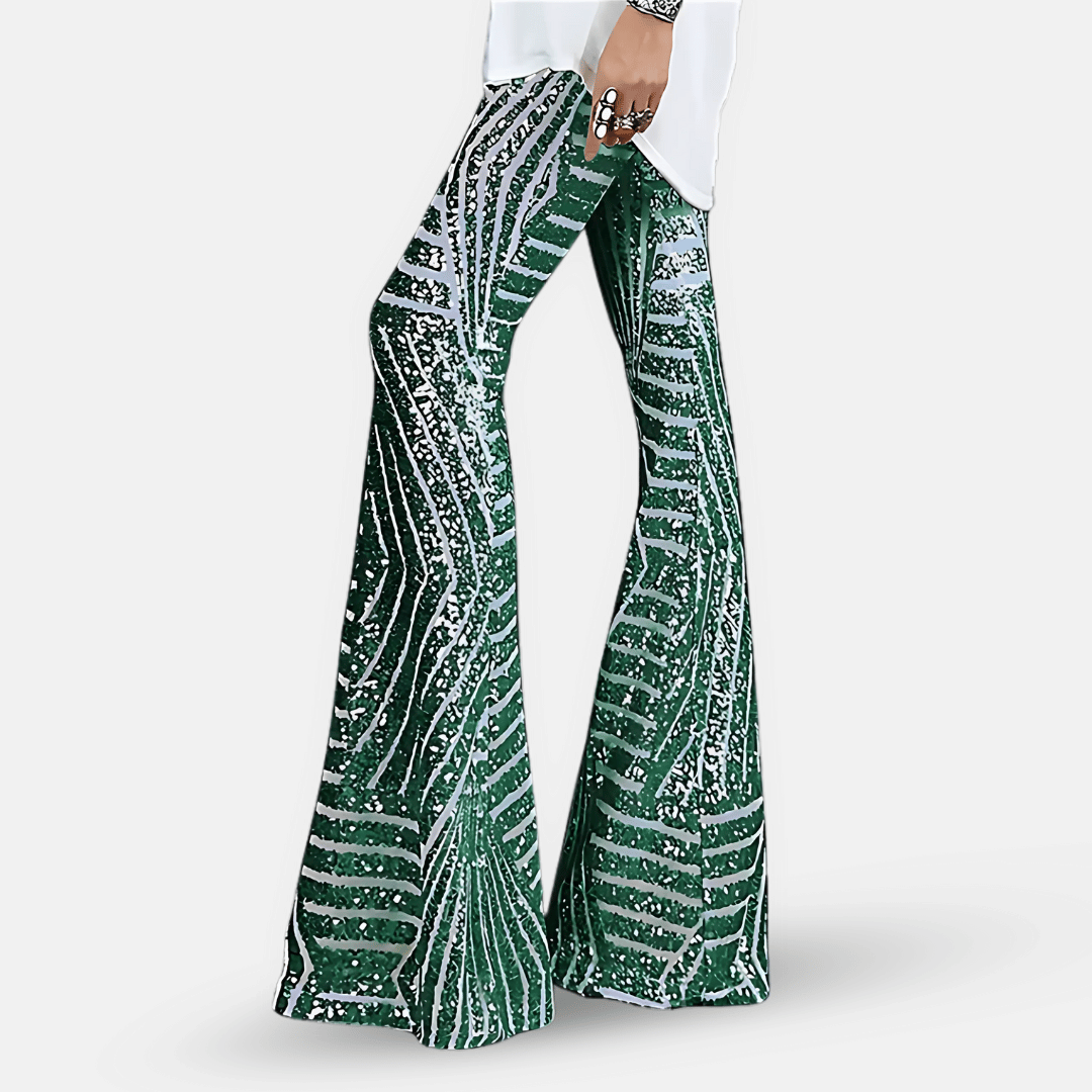 Charly | Women's High Waist Sequined Flare Pants