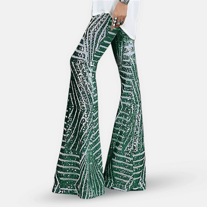 Charly | Women's High Waist Sequined Flare Pants
