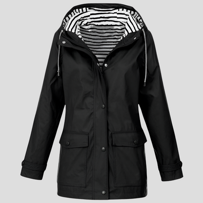 Charly | Women's Hooded Rain Jacket with Striped Lining