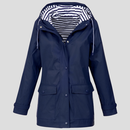 Charly | Women's Hooded Rain Jacket with Striped Lining