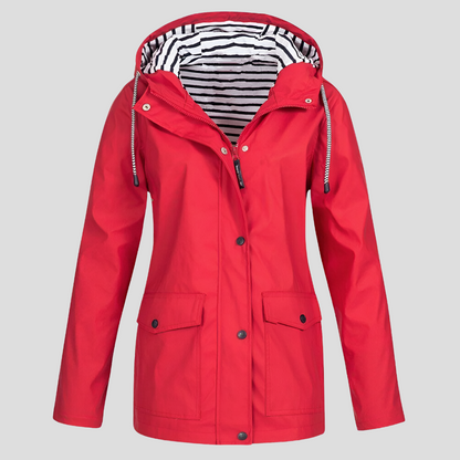 Charly | Women's Hooded Rain Jacket with Striped Lining