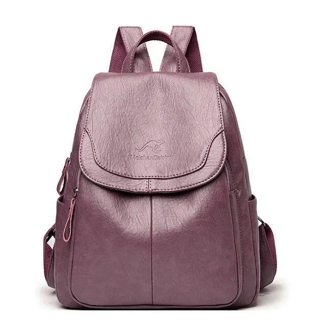 Charly | Women's Leather Flap Backpack with Structured Design