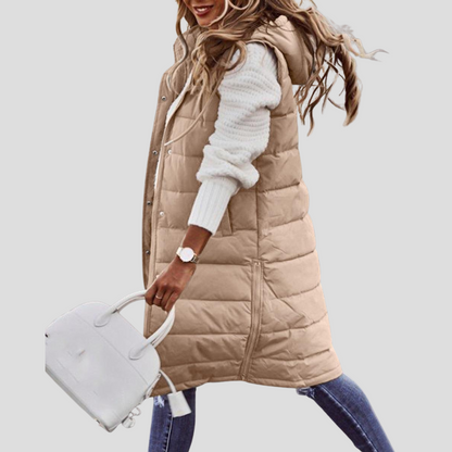 Charly | Women's Long Hooded Puffer Vest