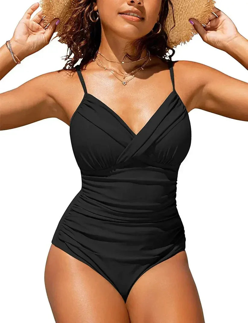 Charly | Women's One-Piece Swimsuit Ruched V-Neck