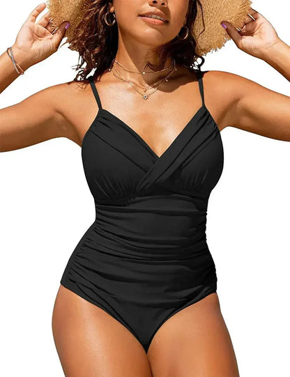 Charly | Women's One-Piece Swimsuit Ruched V-Neck