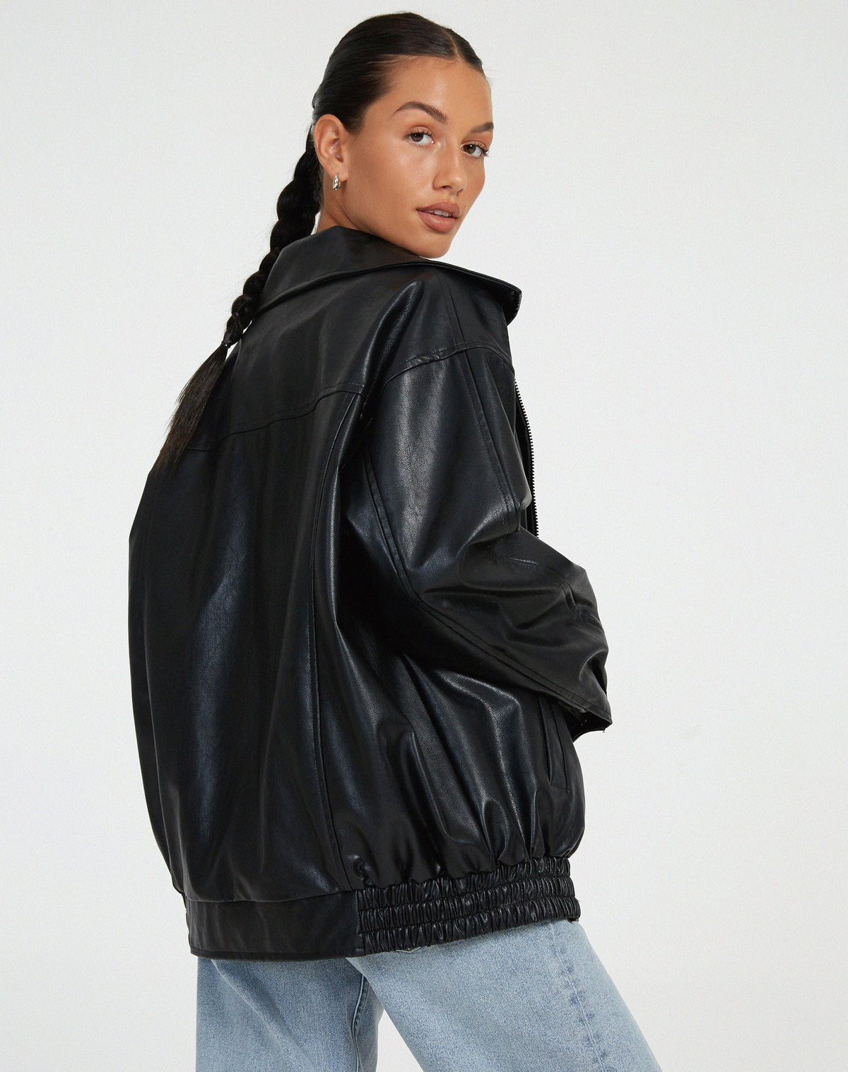 Charly | Women's Oversized Faux Leather Bomber Jacket