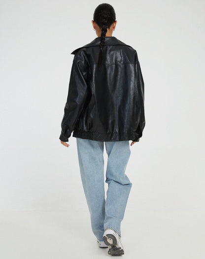 Charly | Women's Oversized Faux Leather Bomber Jacket