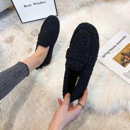Charly | Women's Plush Loafer Slippers with Fold-Over Detail