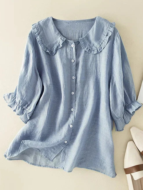 Charly | Women's Ruffle Collar Button-Down Shirt