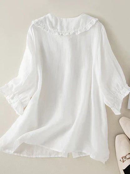 Charly | Women's Ruffle Collar Button-Down Shirt