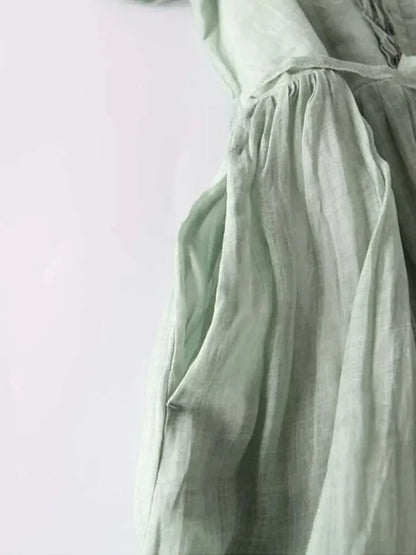 Charly | Women's Ruffled Button Midi Dress with Tie Waist