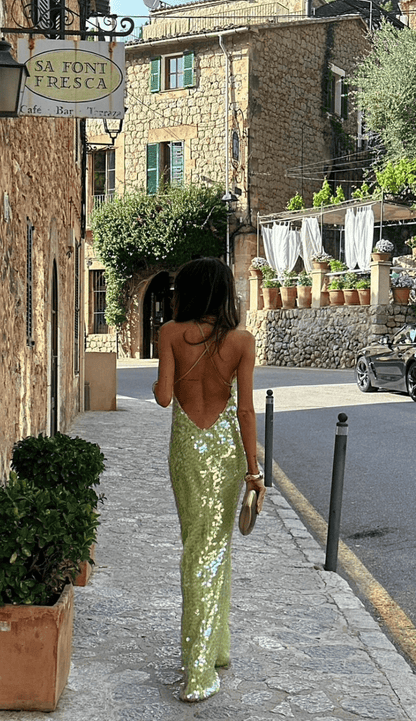 Charly | Women's Sequin Maxi Dress Spaghetti Strap