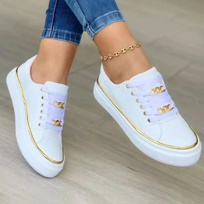 Charly | Women's Sneakers with Gold Chain Detail