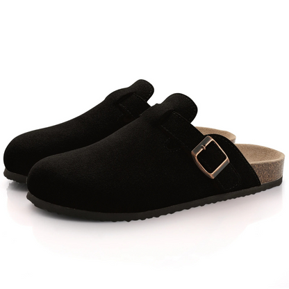 Charly | Women's Suede Clogs with Buckle Detail