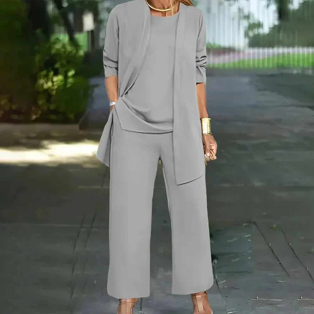 Charly | Women's Three-Piece Pantsuit with Layered Top