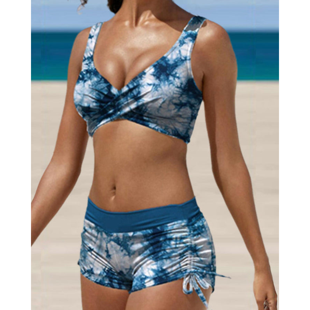 Charly | Women's Two-Piece Swimsuit with Ruched Side Shorts