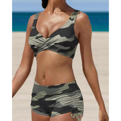 Charly | Women's Two-Piece Swimsuit with Ruched Side Shorts