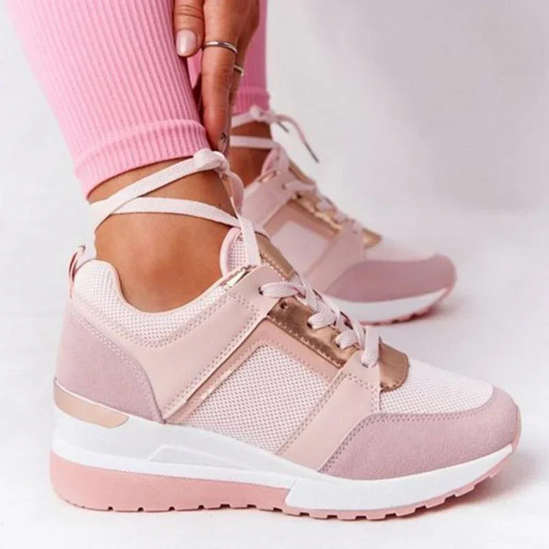 Charly | Women's Wedge Sneakers with Metallic Detail