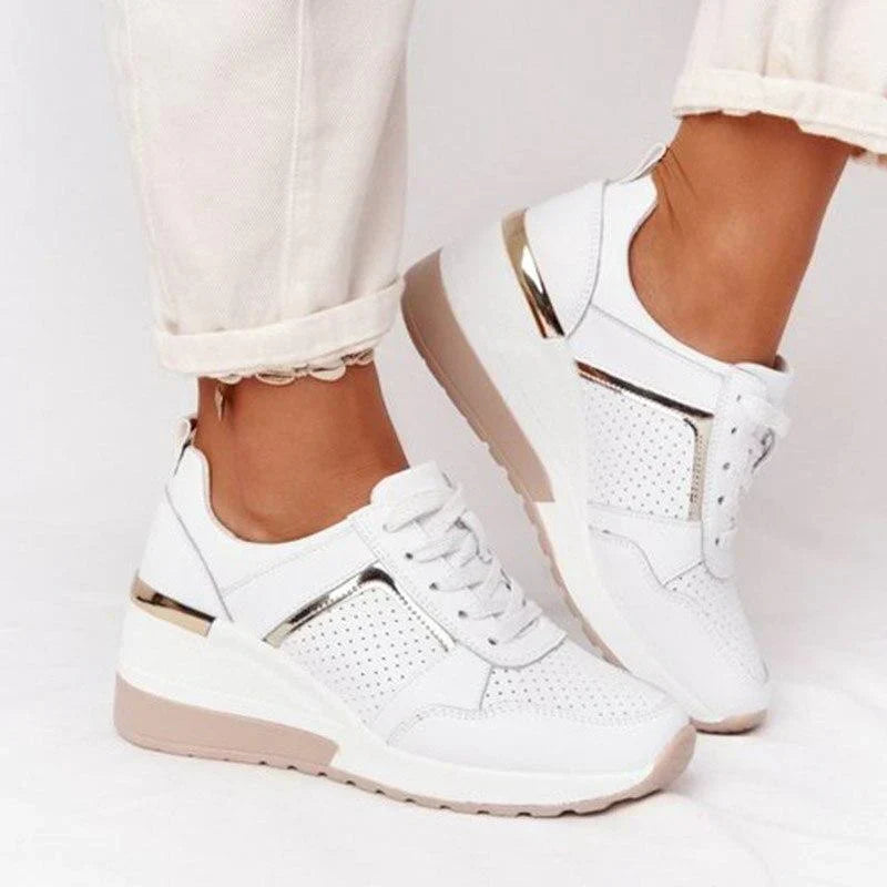 Charly | Women's Wedge Sneakers with Metallic Detail
