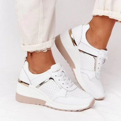 Charly | Women's Wedge Sneakers with Metallic Detail