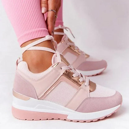 Charly | Women's Wedge Sneakers with Metallic Detail