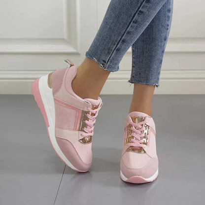 Charly | Women's Wedge Sneakers with Metallic Detail