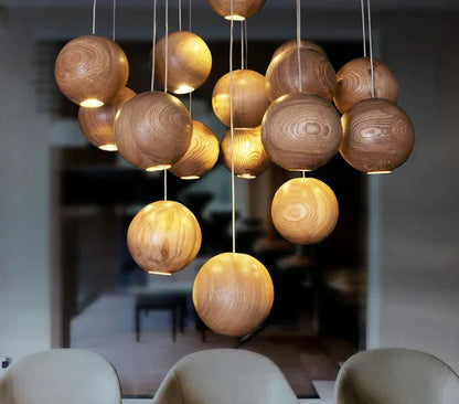 Charly | Wood Ball Pendant Light | Modern Natural Design