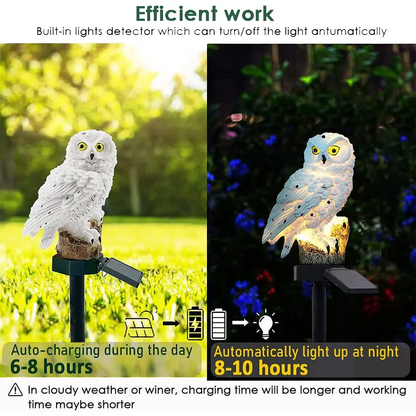 Solar Powered Owl Garden Lamp Outdoor Set