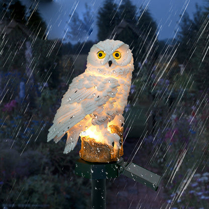 Solar Powered Owl Garden Lamp Outdoor Set